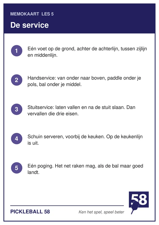Memokaart van les 5